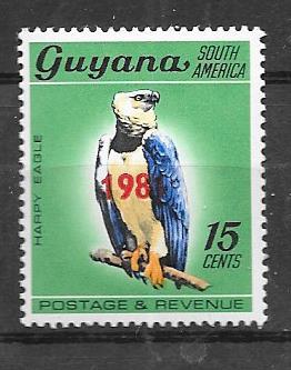 Guyana #350  15c on  #74 (R)  Harpy Eagle  (MNH) CV $17.50