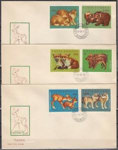 Romania, Scott cat. 2315-2320. Young Animals issue on 3 First day covers. ^