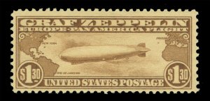 US 1930 AIRMAIL - GRAF ZEPPELIN issue  $1.30 brown  Scott # C14  mint MLH/NH VF