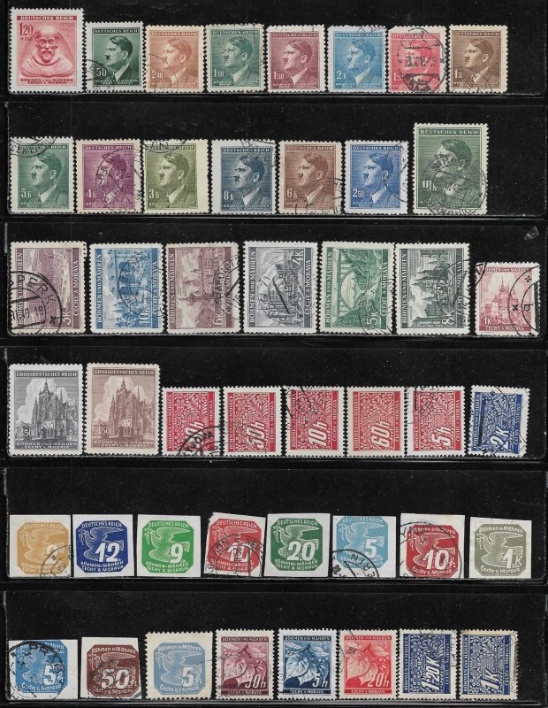 Bohemia & Moravia Germany WW2 Packet of 46 Stamps B&M Adolf Hitler Swastika used