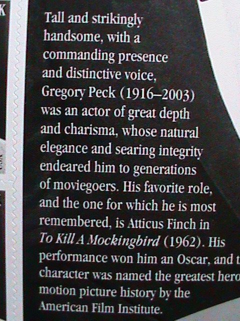 ​UNITED STATES-2011 SC#4526-LEGENDS OF HOLLYWOOD-GREOGORY PECK -MNH SHEET- VF