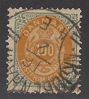 Denmark SC#34 Used F-VF SCV$60.00...Worth a Close Look!