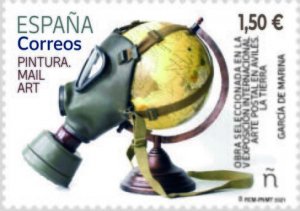 Spain 2021 MNH Stamp Postal Art Ecology Globe Gas Mask