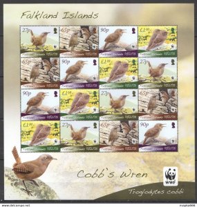 2009 Falkland Islands Wwf Birds Cobb'S Wren #1078-81 48 Euro ** Fat015