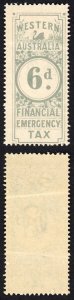 Western Australia 6d Grey Financial Emergency Tax Mint (creased) BF7