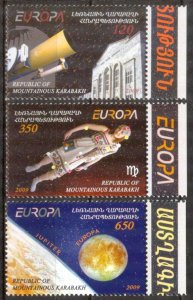 Armenia / Karabakh 2009 Europa CEPT Astronomy Space set of 3 MNH