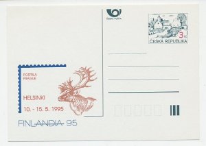 Postal stationery Czechoslovakia 1995 Deer - Stag - Finlandia