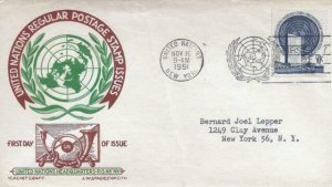 UN #10 50c  REGULAR ISSUE 1951  - CC- Ludwig Staehle cachet