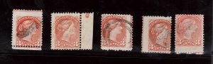 Canada #41 Five Used Rare Imprint Examples