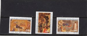 CENTRAL AFRICAN REPUBLIC 1986 CHRISTMAS PAINTINGS SET OF 3 STAMPS MNH