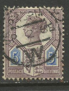 GB 1888 QV 5d Purple/Blue DIE 2 Jubilee SG 207a 1898 Pmk ( C370 )