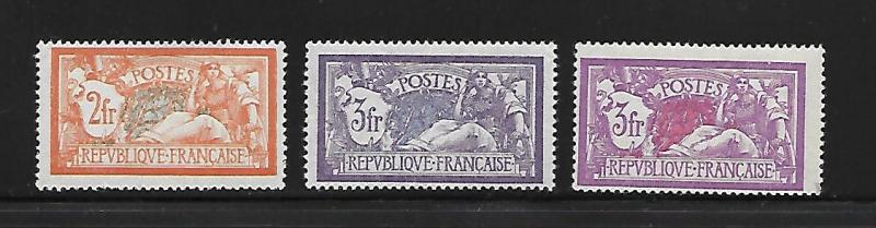 FRANCE - SCOTT #127 - 129 - LIBERTY & PEACE - FINE- VERY FINE - MINT HINGED - OG