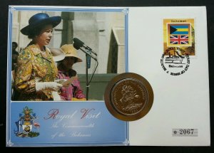 Bahamas Royal Visit 1994 Queen Elizabeth II Flag Shell Nation FDC (coin cover) 