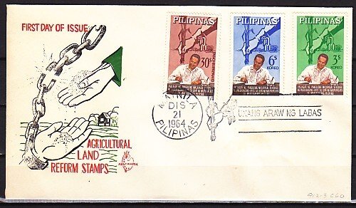 Philippines, Scott cat. 912-913, C90. Agricultural Reform. First day cover. ^