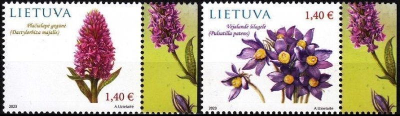 LITHUANIA 2023-13 FLORA Plants: Flowers. Orchid Anemone. Set, MNH