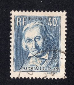 France 1934 40c blue Jacquard, Scott 295 used, value = $1.10