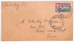 FIJI KGVI First Day Cover Suva 2d FDC Public Works Department 1942{samwells}Y178