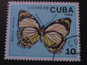 CUBA-1989-ST-1072--COLORFUL BEAUTIFUL LOVELY BUTTERFLY -USED-VF-HARD TO FIND