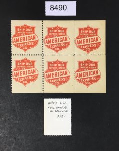 US STAMPS # 1s AMERICAN EXPRESS LABELS CV. $ LOT #8490