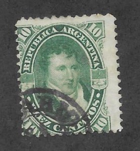 Argentina Scott #18A Used 10c Manuel Belgrano Stamp 2017 CV $7.50