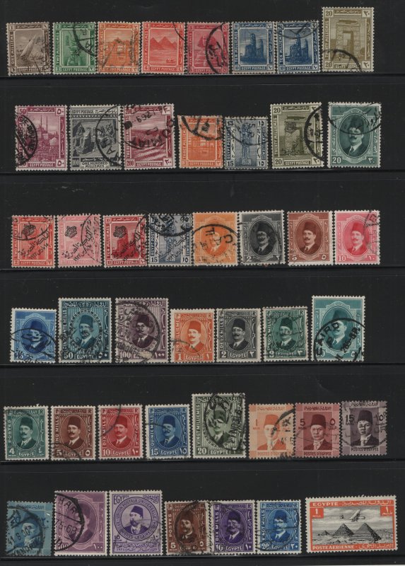 EGYPT MINT HINGED USED 80 STAMPS STARTER COLLECTION, 2 STOCK PAGES