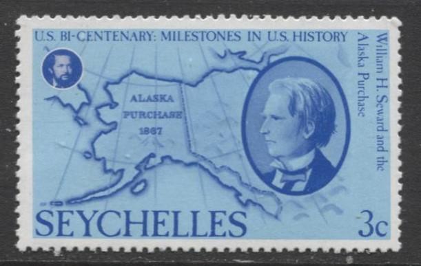 Seychelles - Scott 372 - QEII- American Bicent. -1976 - MNH - Single 3c Stamp