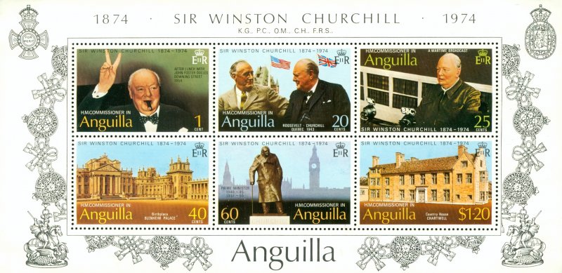 R62-0011 ANGUILLA 198a MH SS  CHURCHILL BIN $2.00