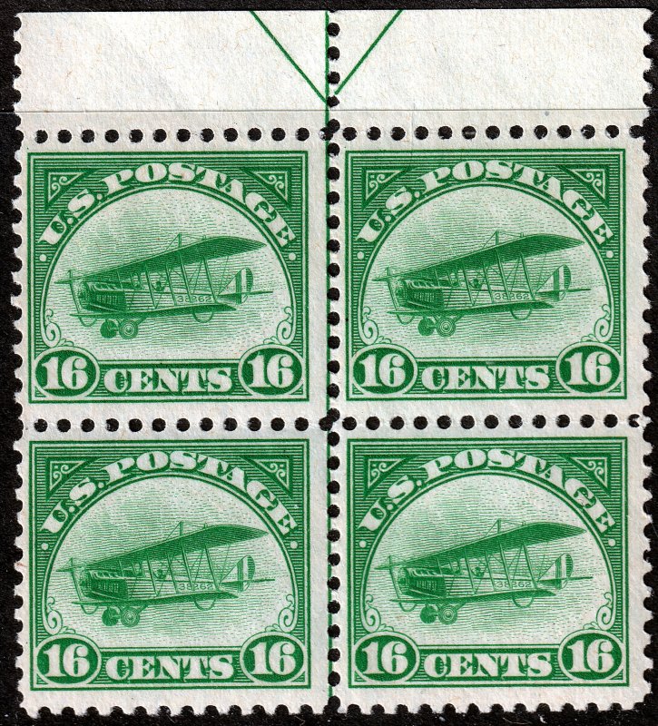 #C2 Mint NH, F-VF, Margin block of 4, top arrow (CV $500) (CV $130 - ID37154)...