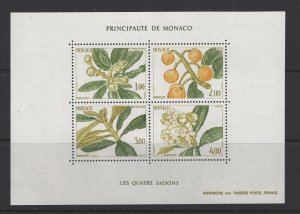 Monaco #1472  (1985 Medler Four Seasons sheet) VFMNH CV $6.50