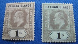 CAYMAN ISLANDS 1908  -  SCOTT # 27 & 29   MLH            (c8)