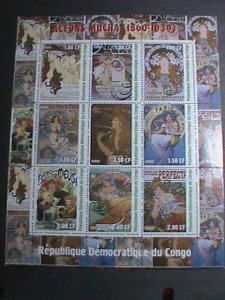 CONGO STAMP-2000 POSTER PAINTING BY ALFONS MUCHA 1860-1939 SHEET-VERY FINE