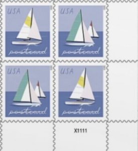 US Sailboats LR Plate Block of 4 stamps MNH 2023 Pre-Order Ships 22 Jan 2023 
