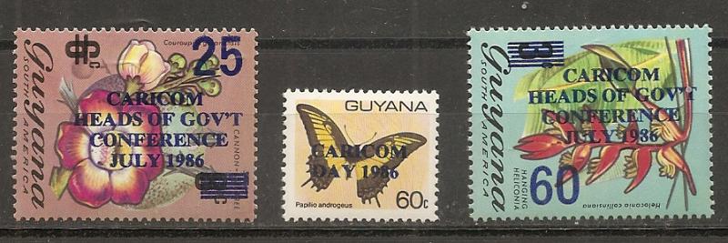Guyana 1453-5 1986 CARICON ovpt set NH