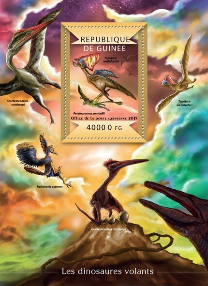 GUINEA - 2015 - Flying Dinosaurs - Perf Souv Sheet - Mint Never Hinged