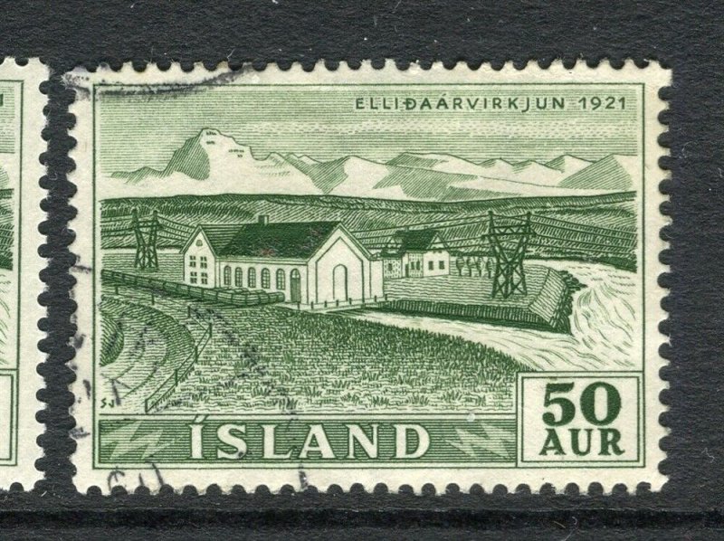 ICELAND; 1956 early Waterfalls Power Plants issue used hinged 50a. value