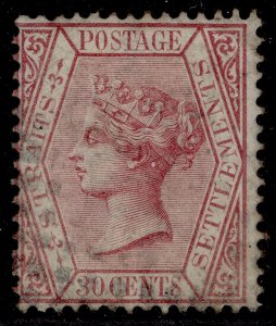 MALAYSIA - Straits Settlements QV SG17, 30c claret, FINE USED. Cat £20.