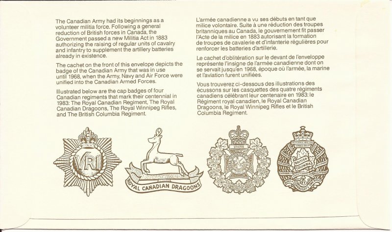 1983 Canada FDC Sc 1007 - Army Regiments