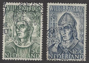 Netherlands #212-13 used set, St. Willibrord 12th century of death, issued 1939