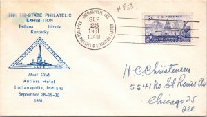 US EVENT COVER CACHETED TRI-STATE PHILATELIC EXHIBITION INDIANA ILLINOIS KY 1951