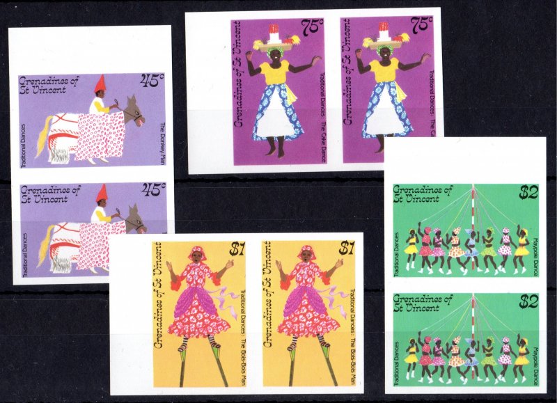 St.Vincent Grenadines Sc#510/513 TRADITIONAL DANCES MUSIC PAIR IMPERFORATED MNH