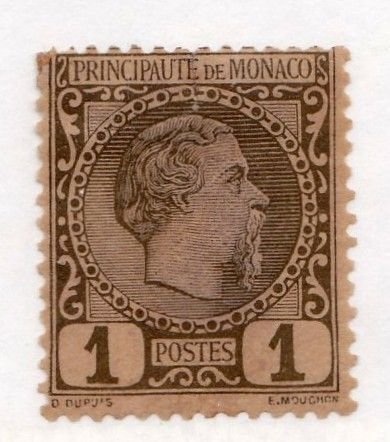 Monaco stamp #1, MH Partial Gum