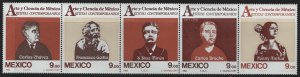 MEXICO, 1335, STRIP OF 5, MNH, FOLDED, 1983, CONTEMPORY ARTISTS