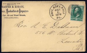 US 1880's PHILADELPHIA FANCY CANCEL 7 IN 3 CIRCLES TO LANCASTER PA NEAT CANCEL