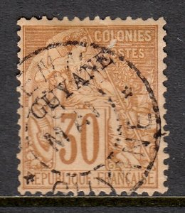 French Guiana - Scott #26 - Used - Small scuff/thin, remnant gum - SCV $40