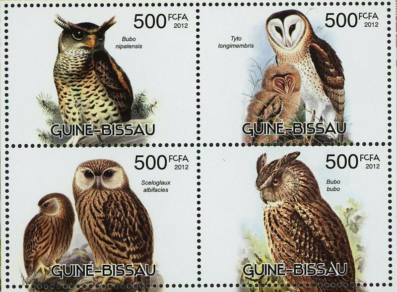 Owls Stamp Birds Bubo Nipalensis Sceloglaux Albifacies S/S MNH #6057-6060