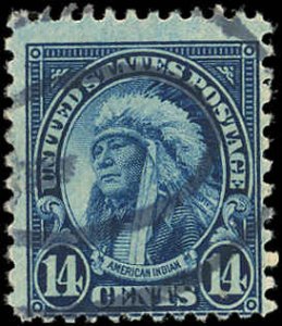 US Scott 695 USED-1931 14¢ American Indian -Rotary Press - Sound No Faults