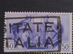 ​ITALY 1941 SC#416  81 YEARS OLD-HITLER & MUSSOLINI USED STAMP-FANCY CANCEL-VF