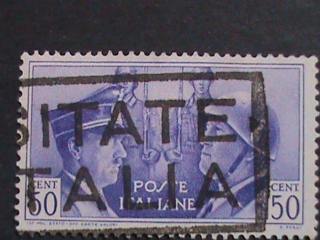 ​ITALY 1941 SC#416  81 YEARS OLD-HITLER & MUSSOLINI USED STAMP-FANCY CANCEL-VF