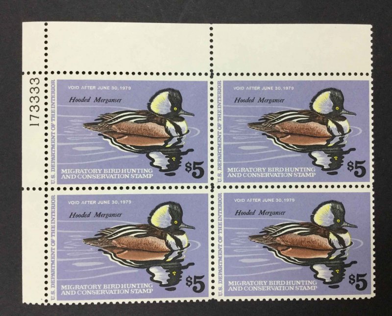 US STAMPS #RW45 DUCK PLATE BLOCK MINT OG NH LOT #98935