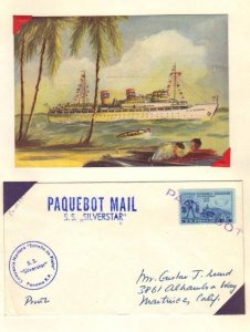 US 1950's 2 PAQUEBOT COVERS ON SS PIONEER & SS SILVERST